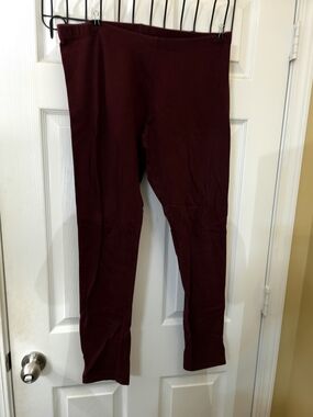 ANA A New Approach Burgundy Pull-On Leggings Size Large